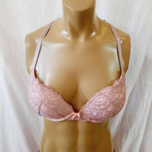 Victorias Secret Push Up Lace Racer Back Straps 34D Light Lavender Color